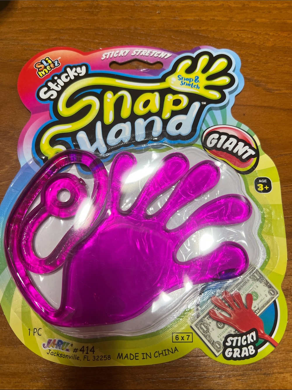 Sticky Snap Hand - Bright Magenta Snap Toy New